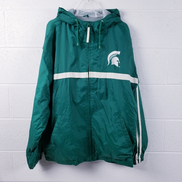 Vintage Other - Vintage 90s Mens Large Michigan State University Lined Hooded Windbreaker Jacket